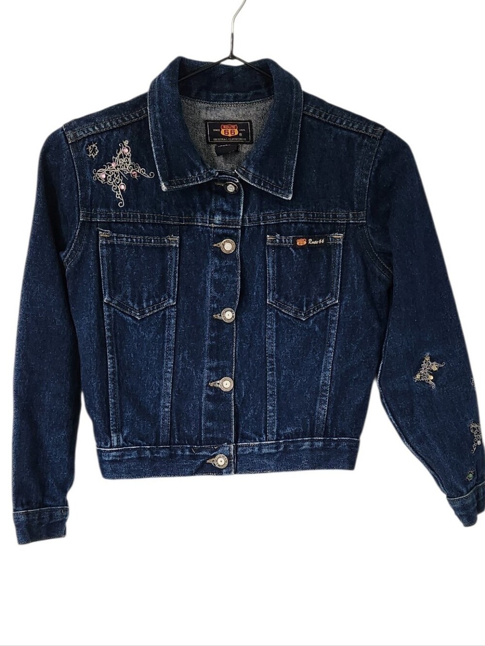 Vintage Route 66 Girla Denim Jacket Embellished